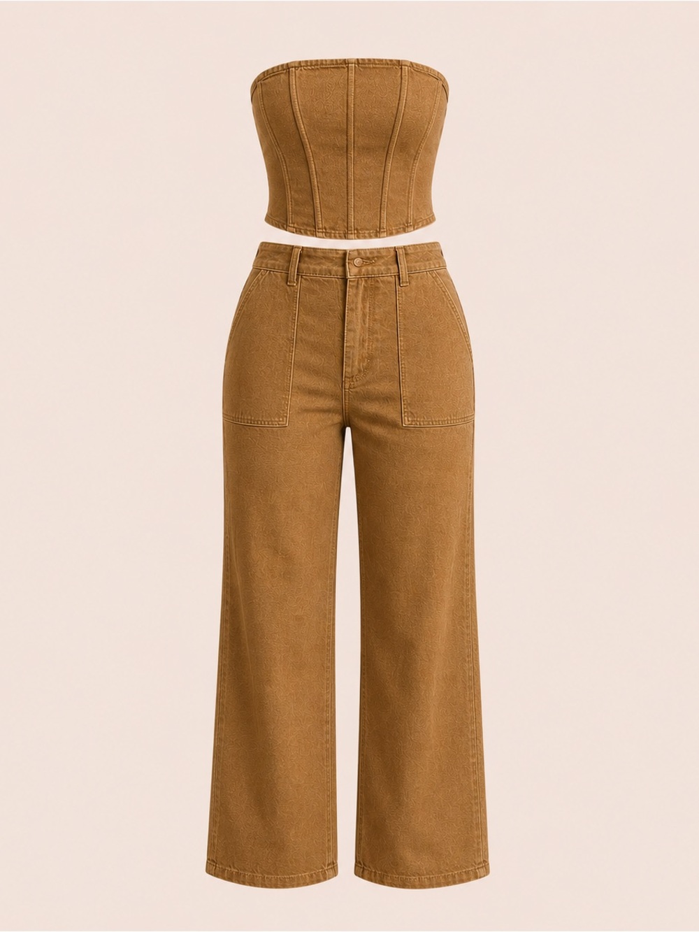 Brown Corset Crop Top + Utility Pants Set – Boutique Style